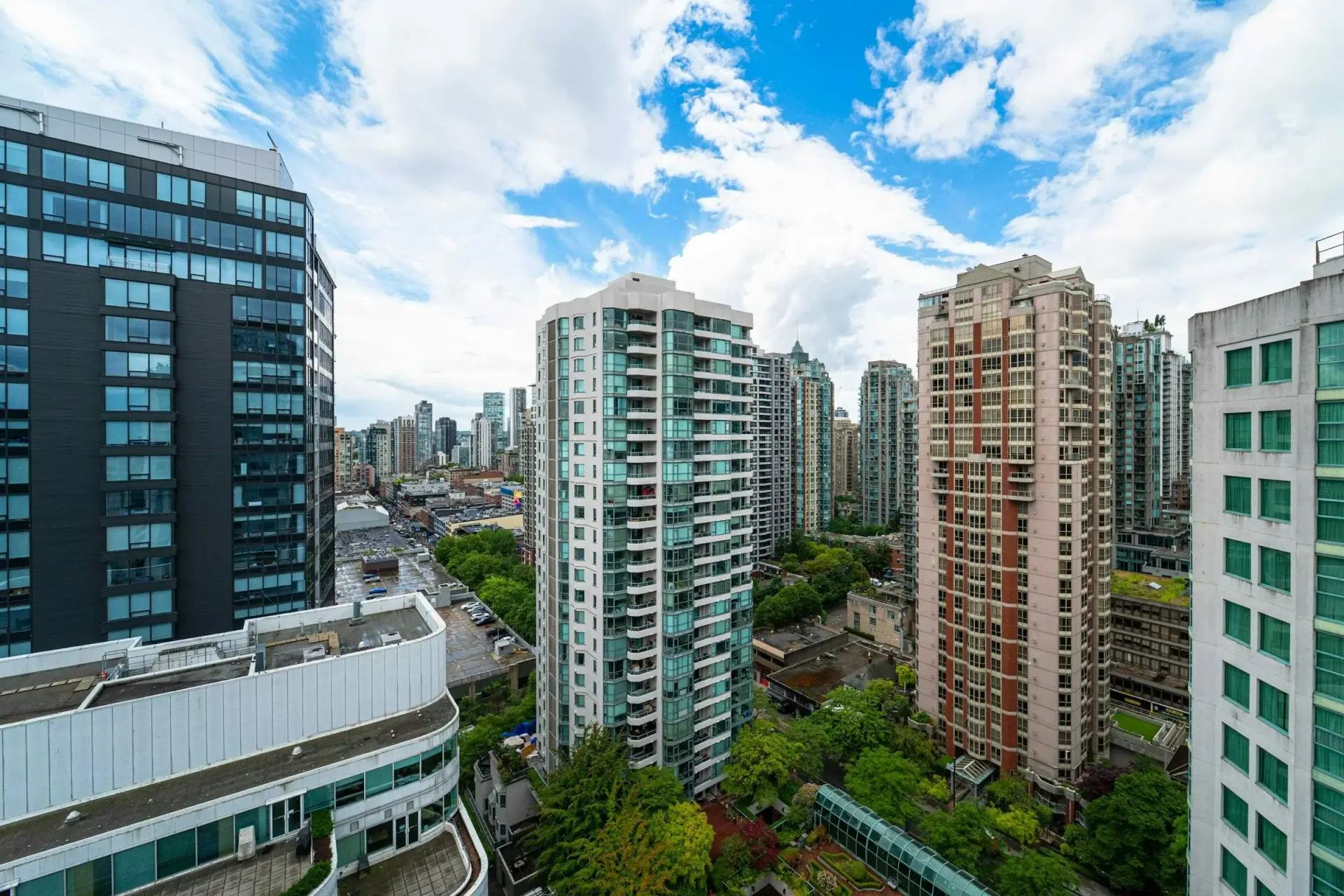 Vancouver condo towers and residential skyline viewed from a high-rise building